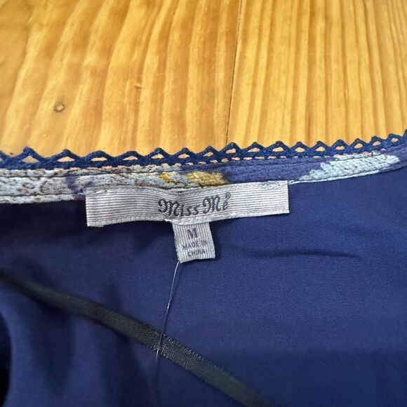 NWT Miss Me Dress Lace Floral Lined High Low Button Front Short Sleeve M - Picture 6 of 14